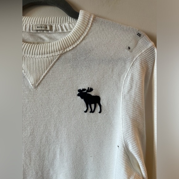 NWT Abercrombie & Fitch Men's Waffle-knit Sweater with Moose Logo 2XL - Picture 3 of 12
